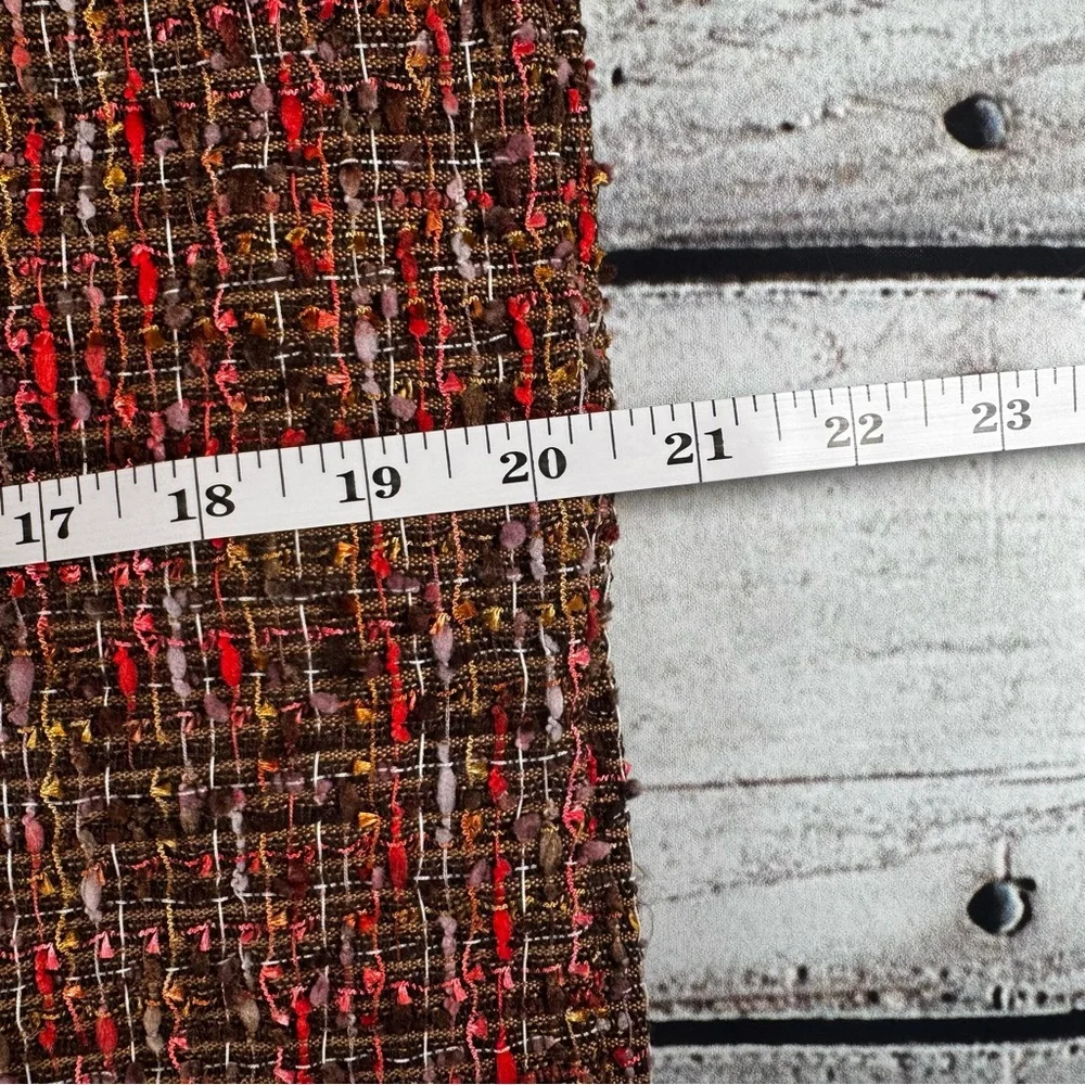 J.Crew Tweed Pencil Skirt Size 00 Brown Red Textured Career‎ Classic